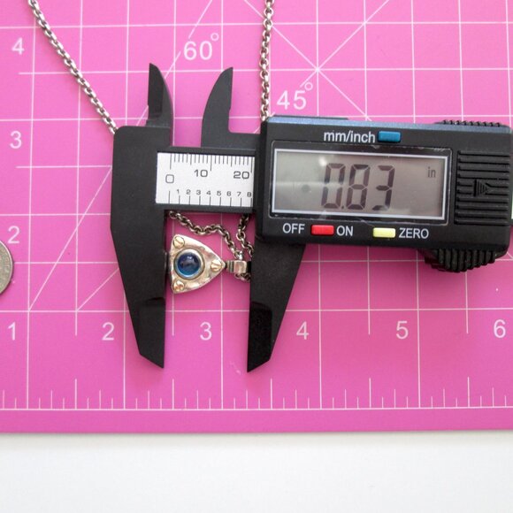 ✨💙 RARE IVAN DOBREN STERLING SILVER AND 14K GOLD BLUE TOPAZ PENDANT NECKLACE - Picture 13 of 16